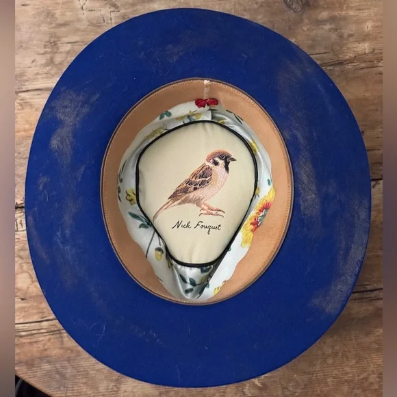 Nick Fouquet Blue 100x Beaver Felt FlatBrim Hat 7 3/8 59 Kemosabe Teressa Foglia - Picture 4 of 4